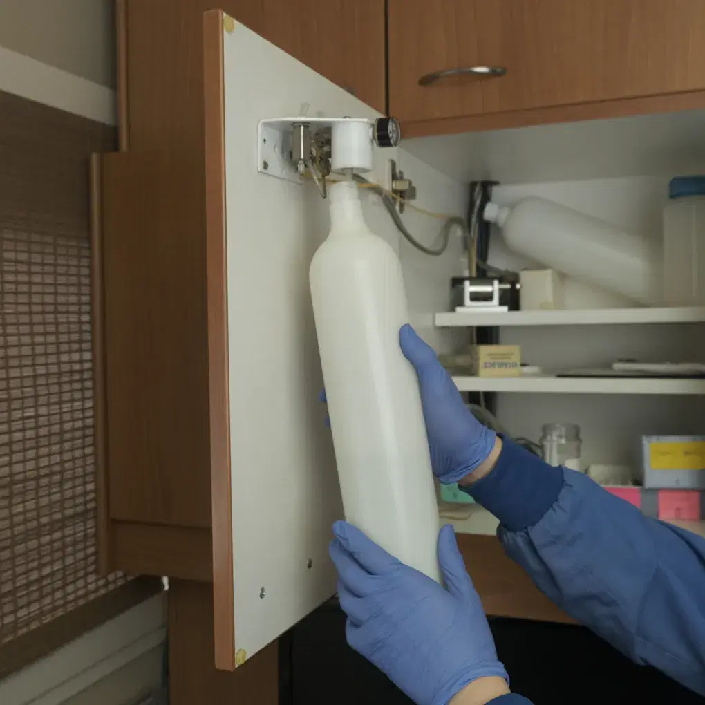 Running bleach solution through waterlines